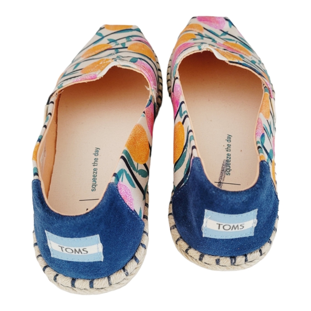 Toms Classic Citrus Oranges Espadrille Stripe Slip On Shoes Size W  7.5 - Picture 4 of 6